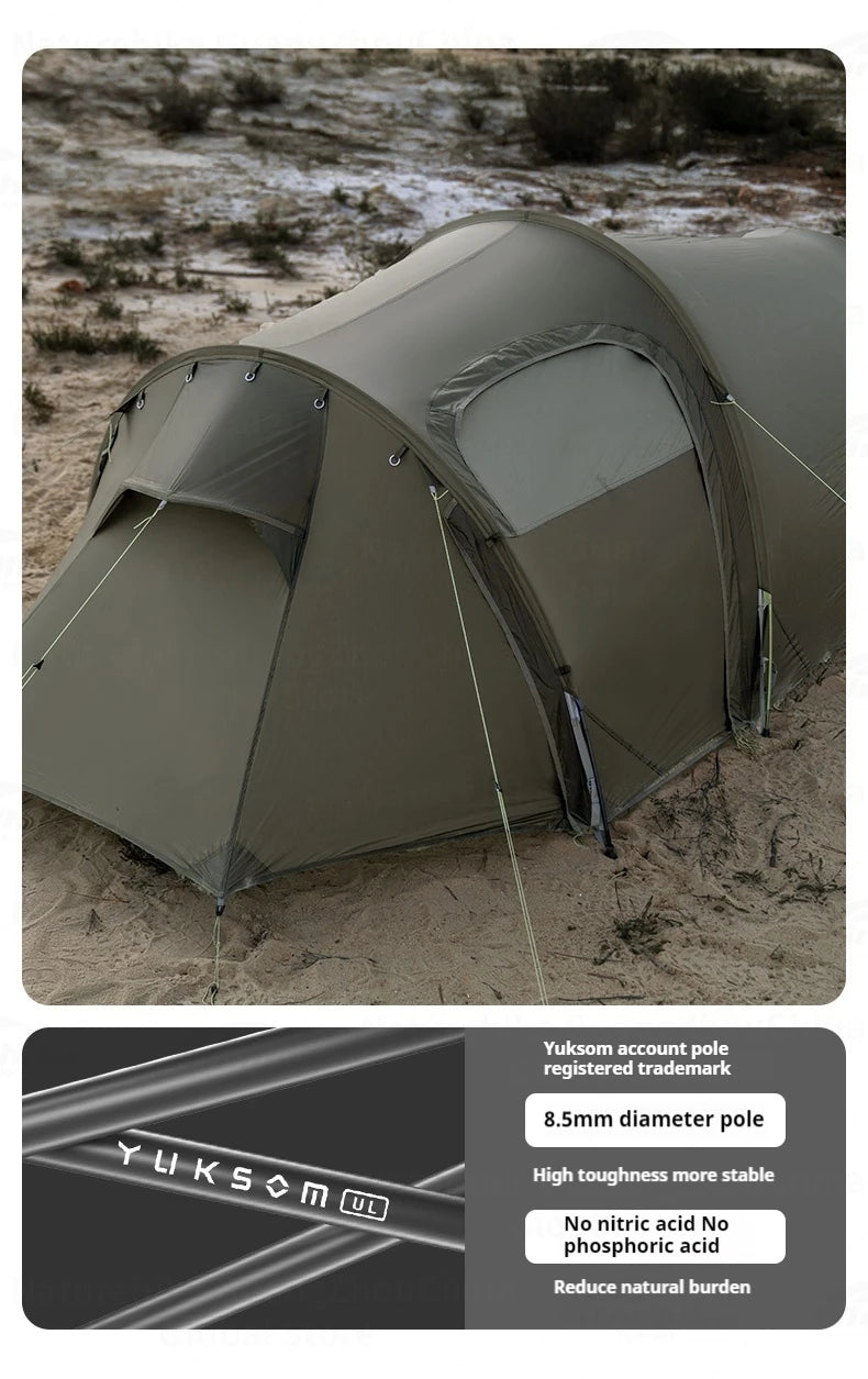 Naturehike Opalus UL Tent Lightweight Outdoor Hiking Camping Glamping Large Space Tunnel Tent for 2-3 Person 4 Season Travel