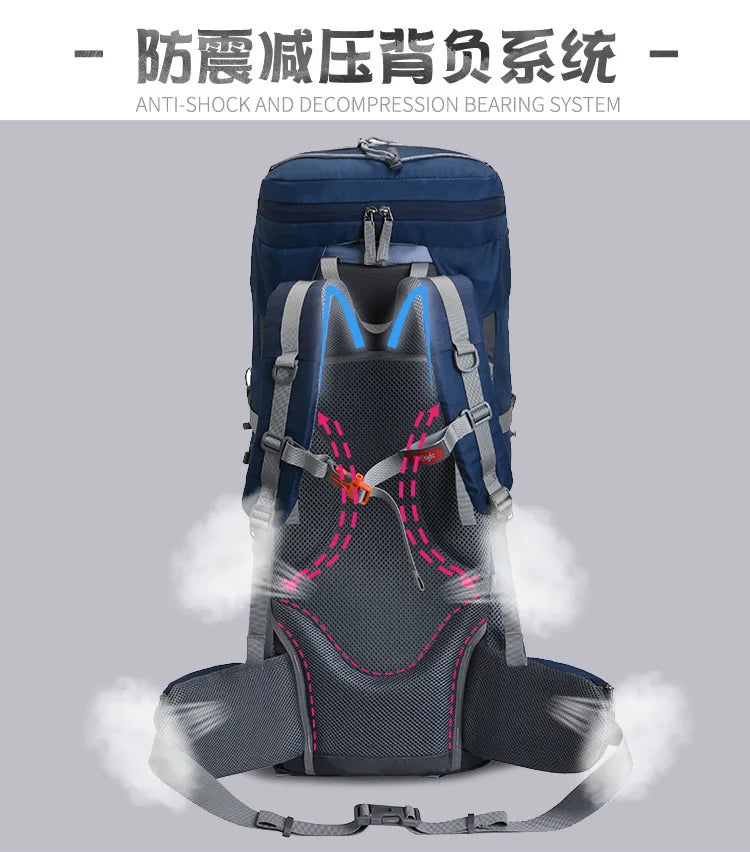 60L Large Hiking Mountaineering Backpack Climbing Hiking Backpack Camping Backpack Sport Outdoor Rucksack Bag For MEN
