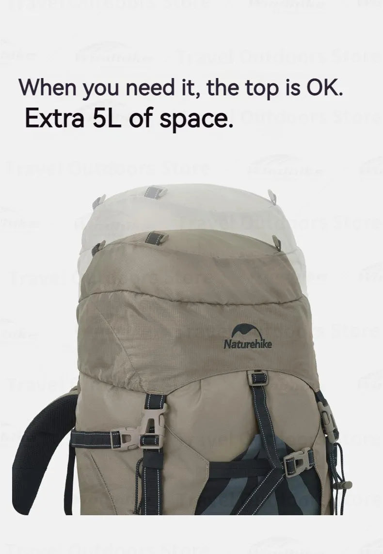 Naturehike Hiking Backpack Waterproof 70L + 5L Lightweight Mountaineering Hiking Outdoor Camping Trekking Bag with Rain Cover
