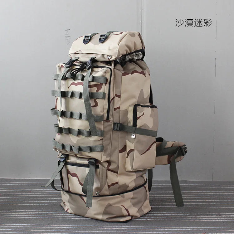 70-100L Outdoor Camping Travel Sports Backpack Military Camo Tactical Bag Large Capacity Waterproof Hiking Mountain Climbing Bag