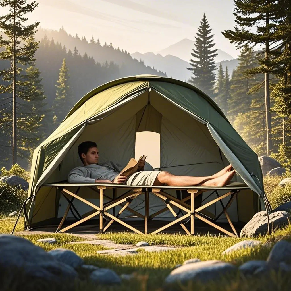 4-in-1 Camping Cot Tent, Backpacking 1 Person Camping Tent, Tent Cot Folding Off the Ground Tent,Fishing Tent,Sleeping Bed Tent