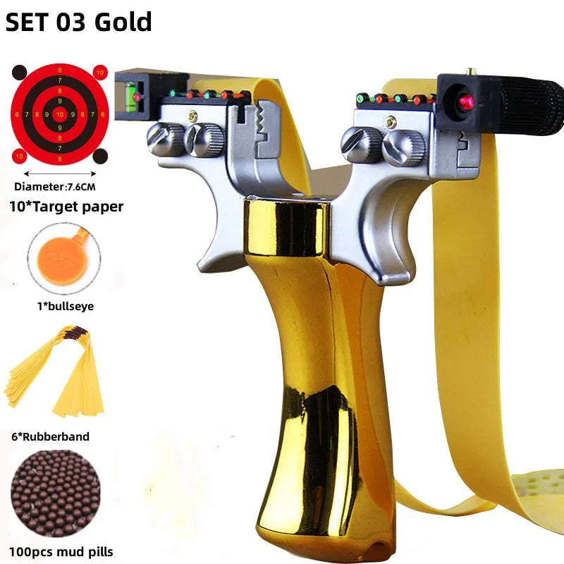 Powerful New Laser Slingshot Upgrade Outdoor Shooting Catapult Double Screw Quick Pressure Rubber Band Toy Hunting Tools Outdoor