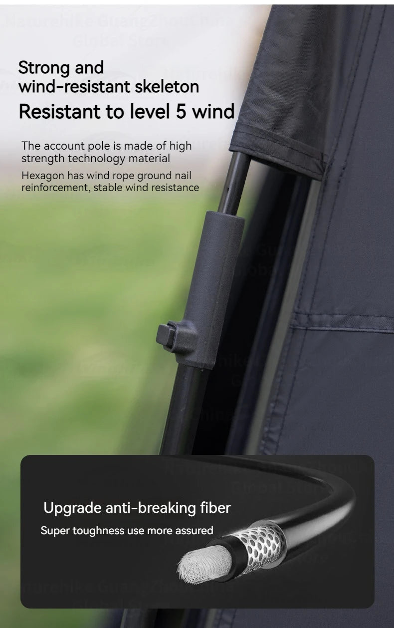 Naturehike Blackdog Automatic One-touch Tent Outdoor Camping Hexagonal Dome Tent Quick Open Waterproof Black Coated Sunscreen