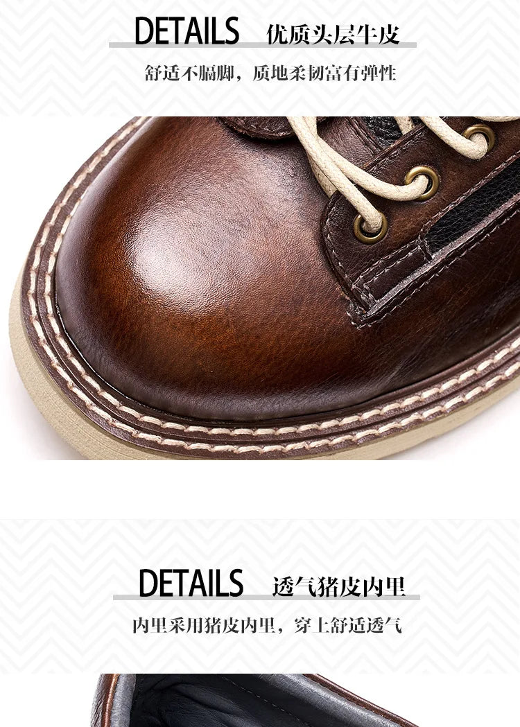 Motorcycle Riding Boots Short Face British High Top Leather Boots Retro Short Boots Velvet Style Casual Workwear Shoes