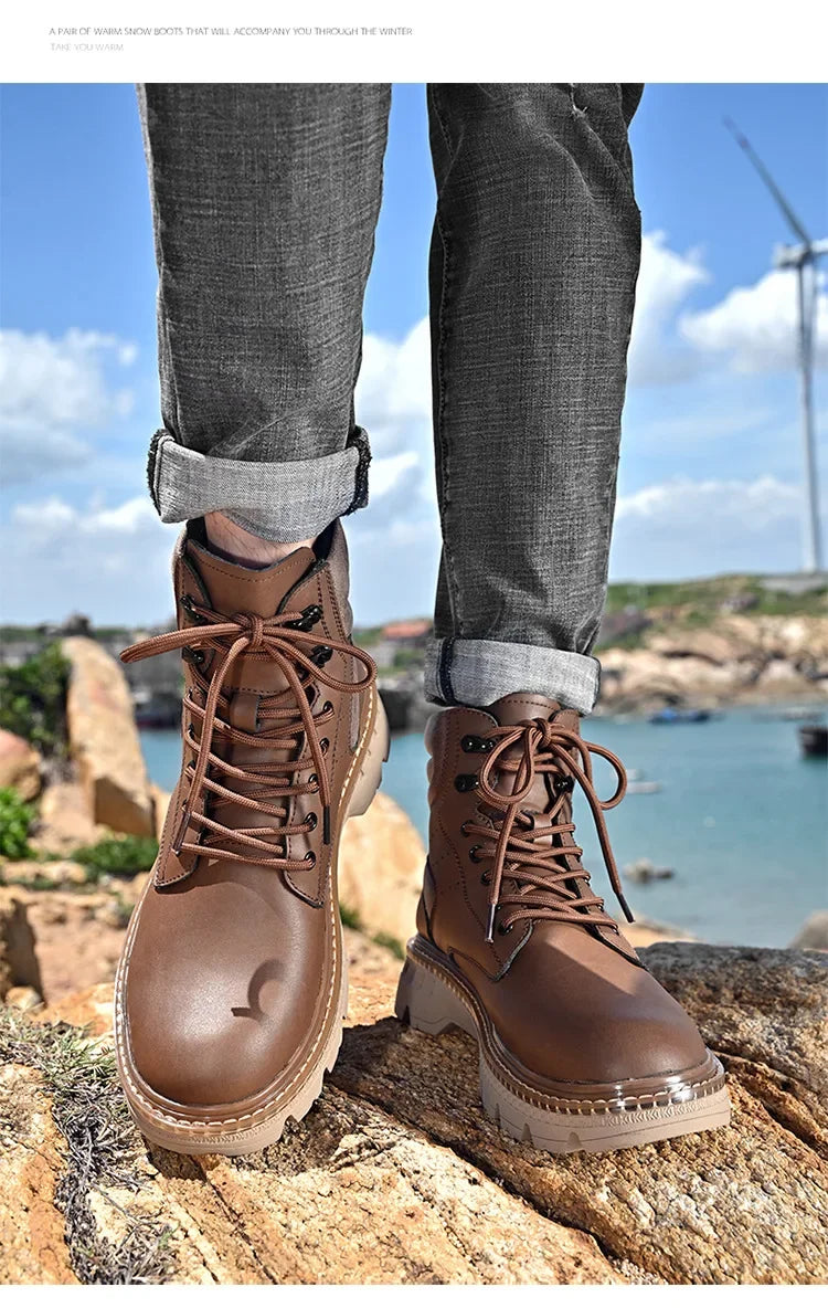 Motorcycle Boots Fashionable Motorcycle Boots Winter Cotton Boots Thick Soled Shock-absorbing Non Slip Casual Shoes