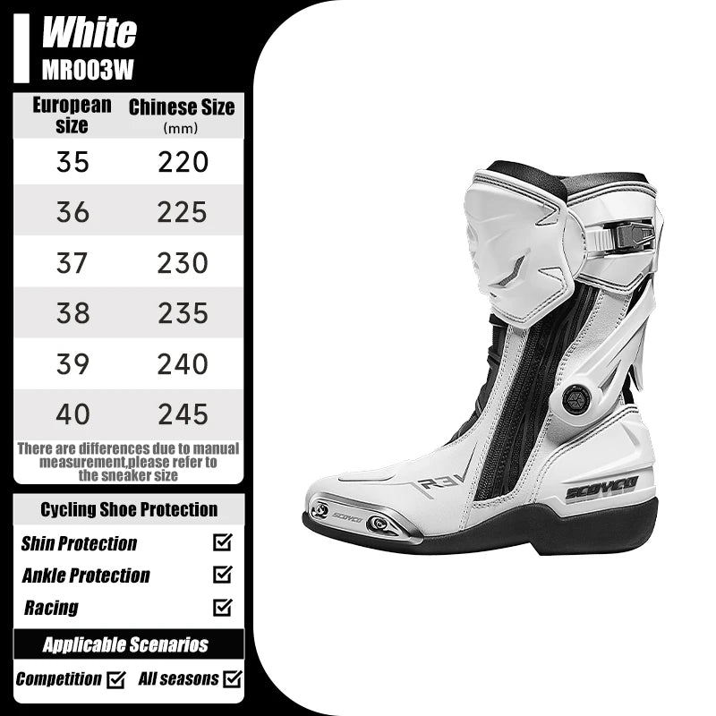 SCOYCO Motorcycle Racing Boots Unisex Waterproof Motorbike Boot Anti Fall Slip Resistant Biker For Protection Motocross Footwear