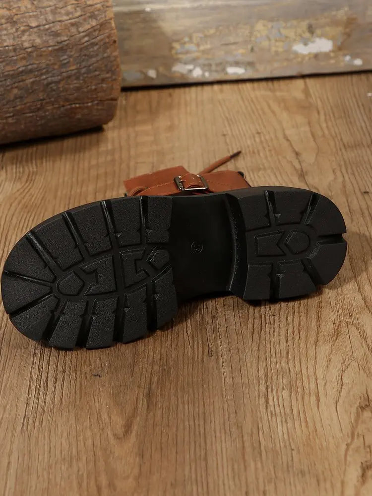 Platform Women Boots Fashion High Quality Women Ankle Boots Retro Round Toe  Motorcycle Boots Punk Style Women Shoes Botas Mujer