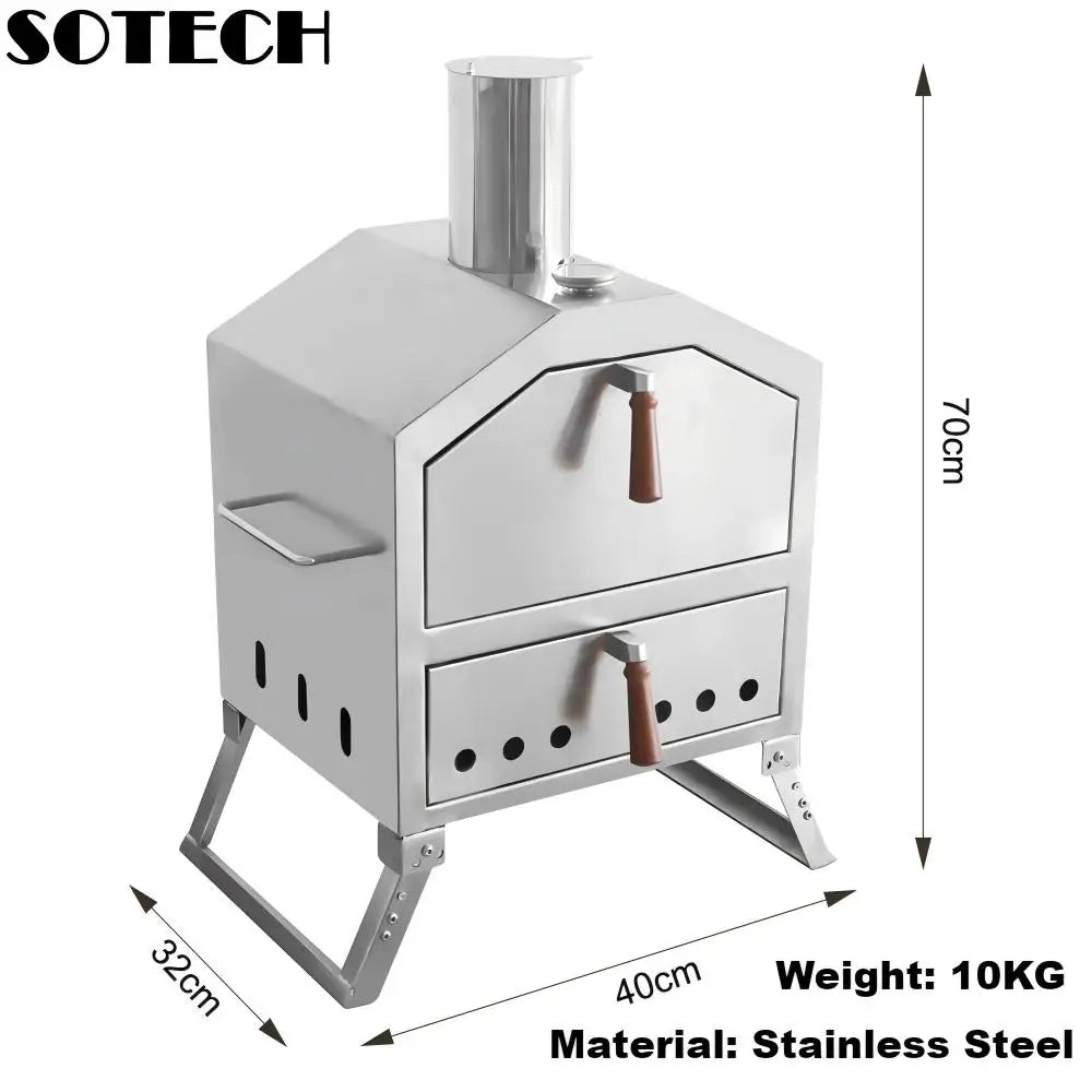 Outdoor Pizza Oven Carbon Steel Firewood Stove 12" Pizza Grill for Camping Hiking Picnic Barbecue Roast High-capacity Pizza