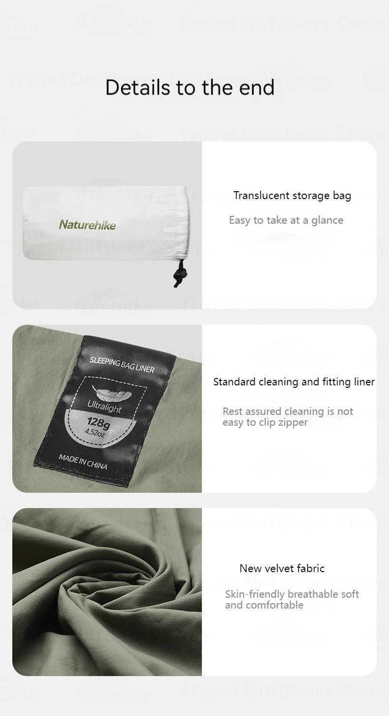 Naturehike Sleeping Bag Liner Tourism Single Stretch Envelope Sleeping Bag 128g Ultralight Camping Sleeping Bags Accessories
