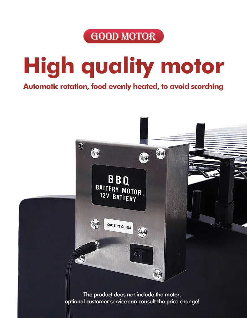 12V Automatic Stainless Steel Motorised Rotisserie Cypriot Rotating Charcoal Grill For Outdoor Camping Barbecue Grill
