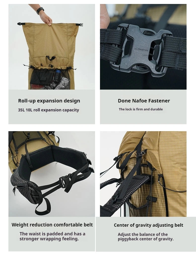 3F UL GEAR TianShan 35+10L Backpack 70D/210D Dyneema Ultralight Large Capacity Outdoor Camping Hiking Climbing Bag Waterproof