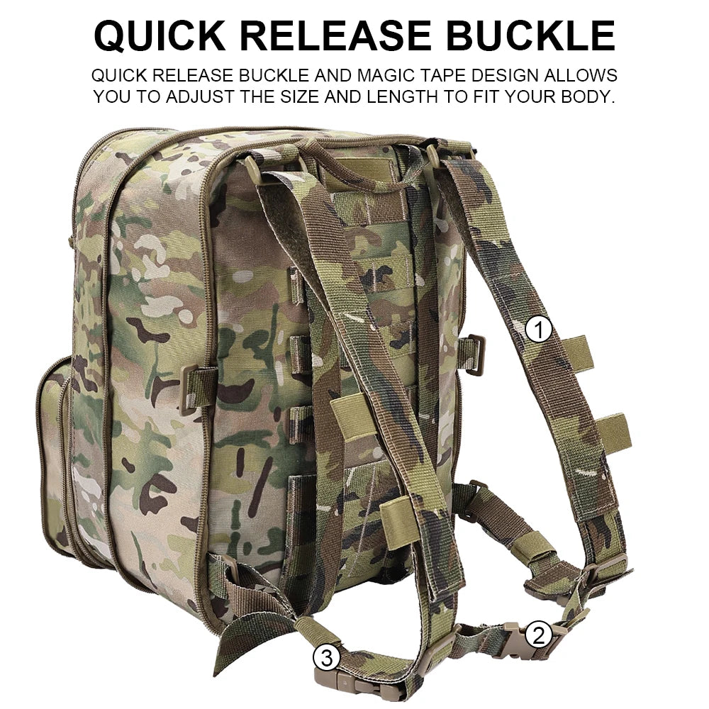 500D Nylon Tactical Flatpack D3 Backpack Hydration Carrier Expansible Molle Pouch Airsoft Multipurpose Vest Assault Travel Bag