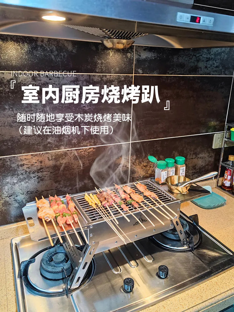 Portable Outdoor Folding BBQ Stainless Steel Charcoal Barbecue Grill for Camping and Picnics