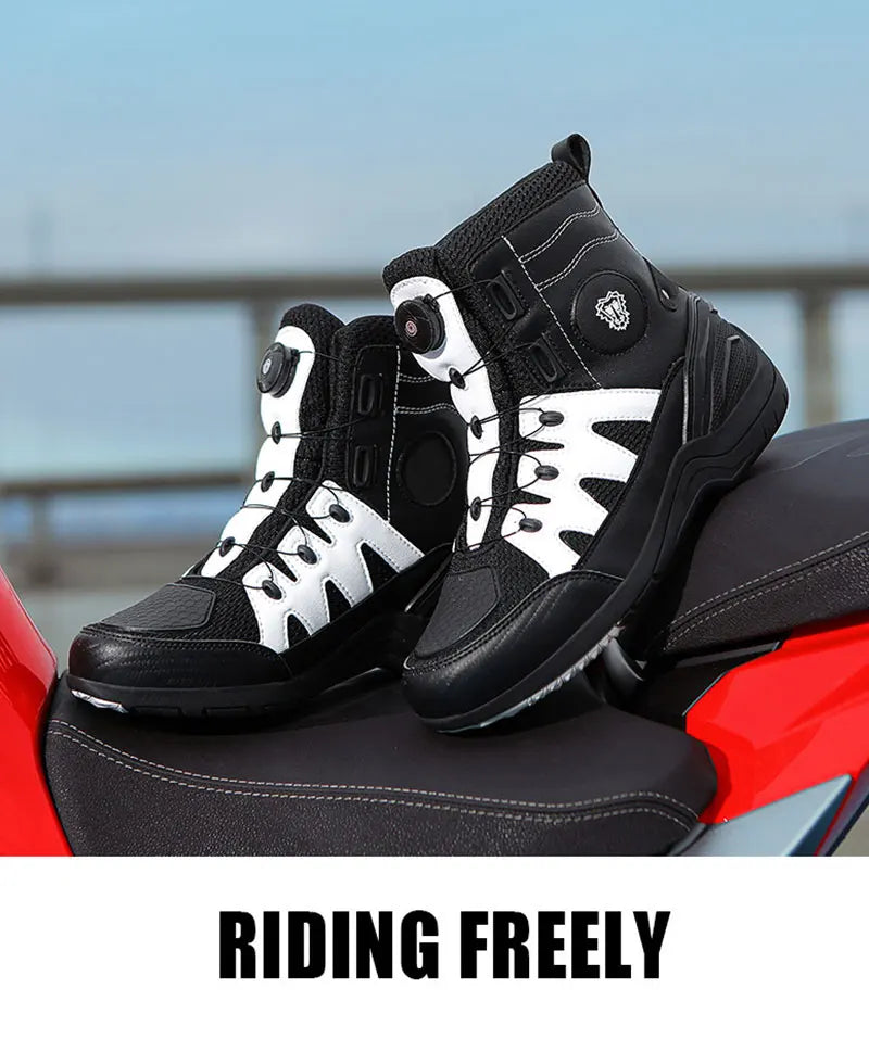 Men Motorcycle Boots New Waterproof Motorbike Riding Shoes Microfiber Breathable Men's Motorcycle Shoes Motos Bike Sport Boot