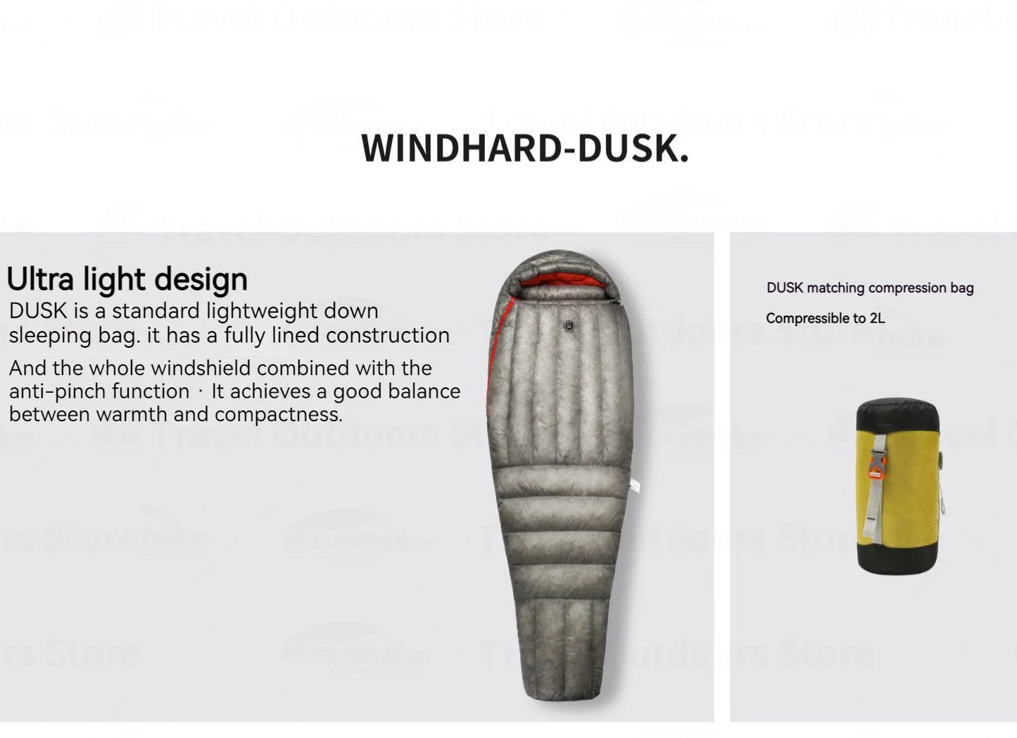 AEGISMAX Dusk Ultralight Down Sleeping Bag 4℃-2℃ 800FP Waterproof Outdoor Hiking iFlex 7D Nylon Mummy Down Tourist Sleeping Bag