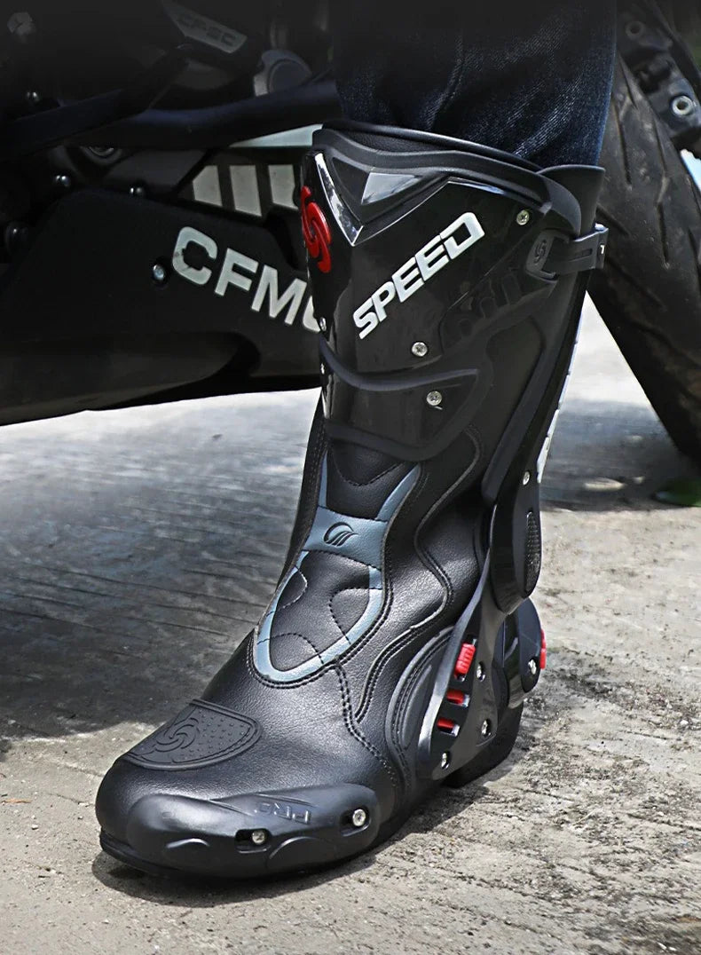 Off-Road Motorcycle Boots Men's Non-Slip Steel Toe Heavy Duty Design with Ankle Support & Shift Pad Shield for Dirt Bike