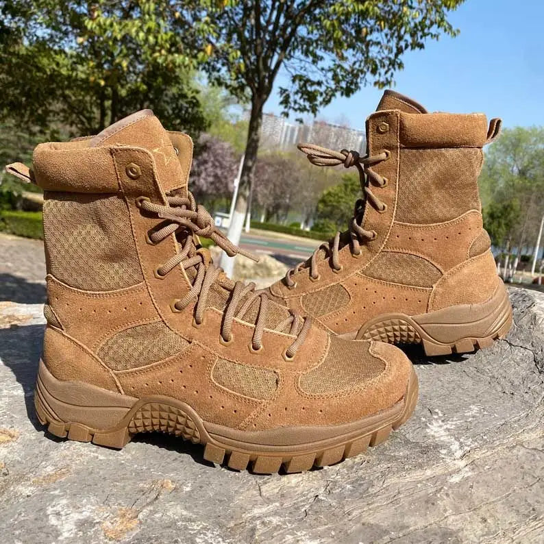 2025 Summer Mesh Breathable Outdoor Men's Ultra-light Wear-resistant High-top Zipper Anti-puncture Desert Mountaineering Boots