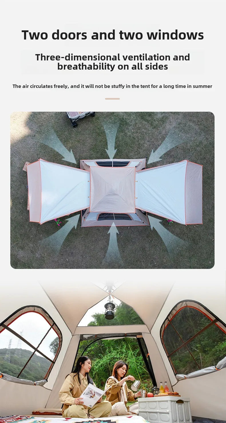 Outdoor Fully Automatic Quick-opening Two-in-one Canopy Vinyl Tent Double Doors and Double Windows 5-8 People Camping Tent