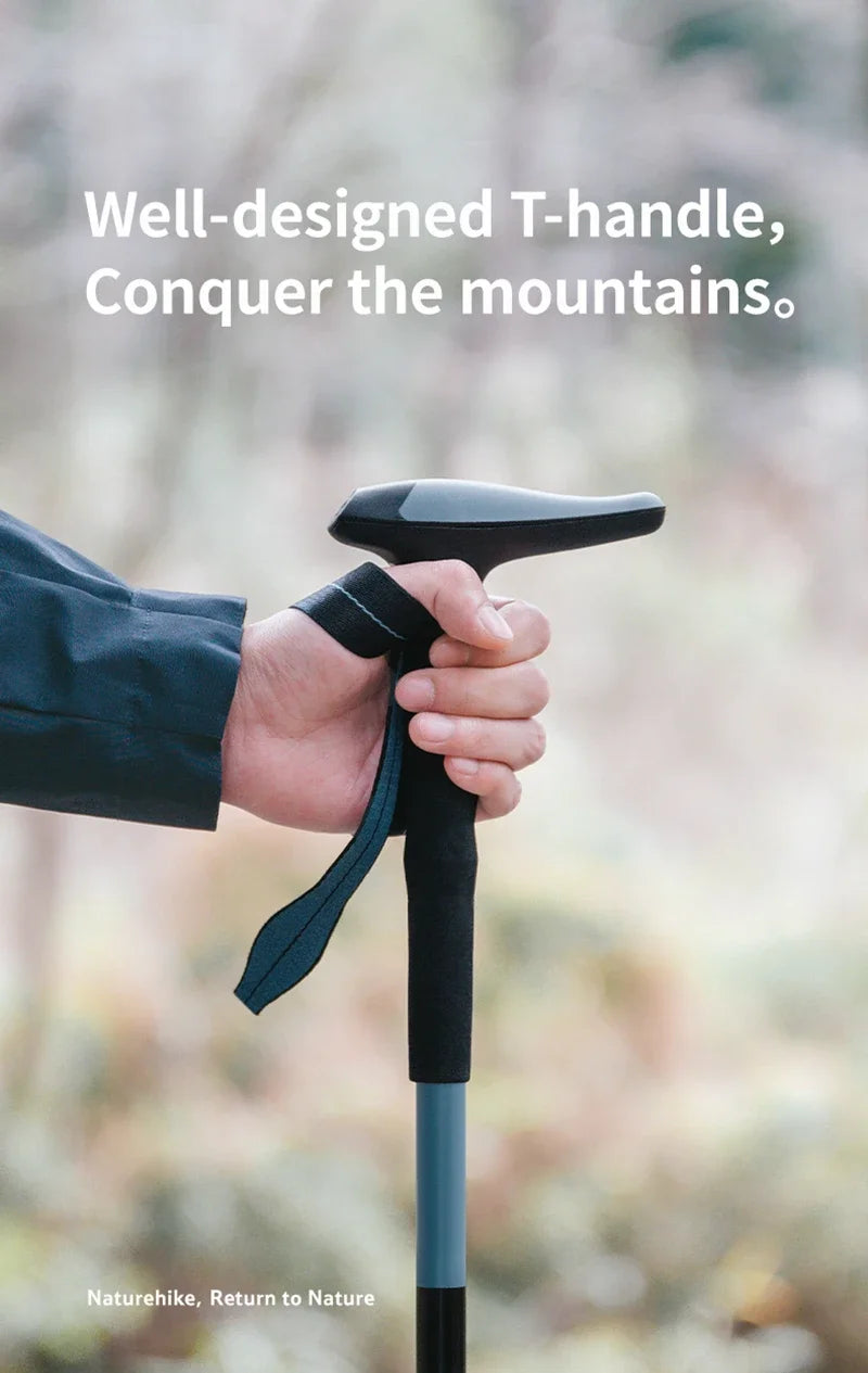 Naturehike Folding Trekking Pole Foldable Walking Stick for Walk Climbing Retractable 3 Sections Telescopic 6061 Aluminum Alloy