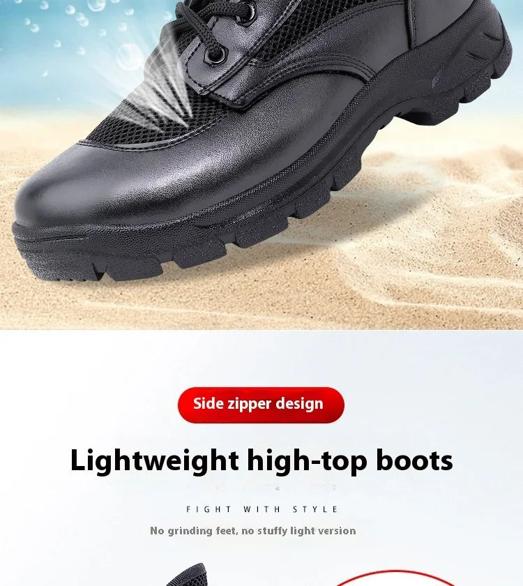Summer ultra-light combat boots comfortable mesh shoes mountaineering boots men women high-top training boots security shoes