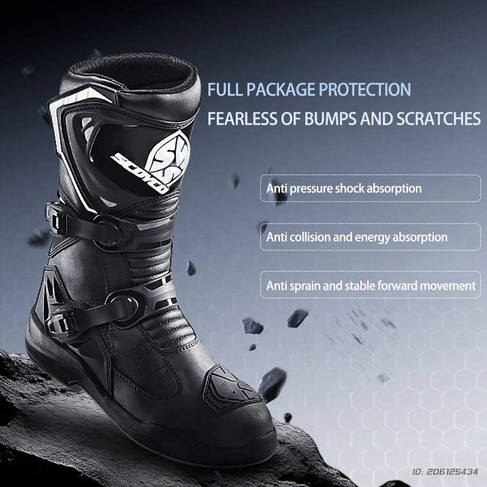 Motorcycle Boots Windproof Waterproof Motocross Boots Anti-Slip Professional Motorbike Shoes For Outdoor Off-Road Rally Riding