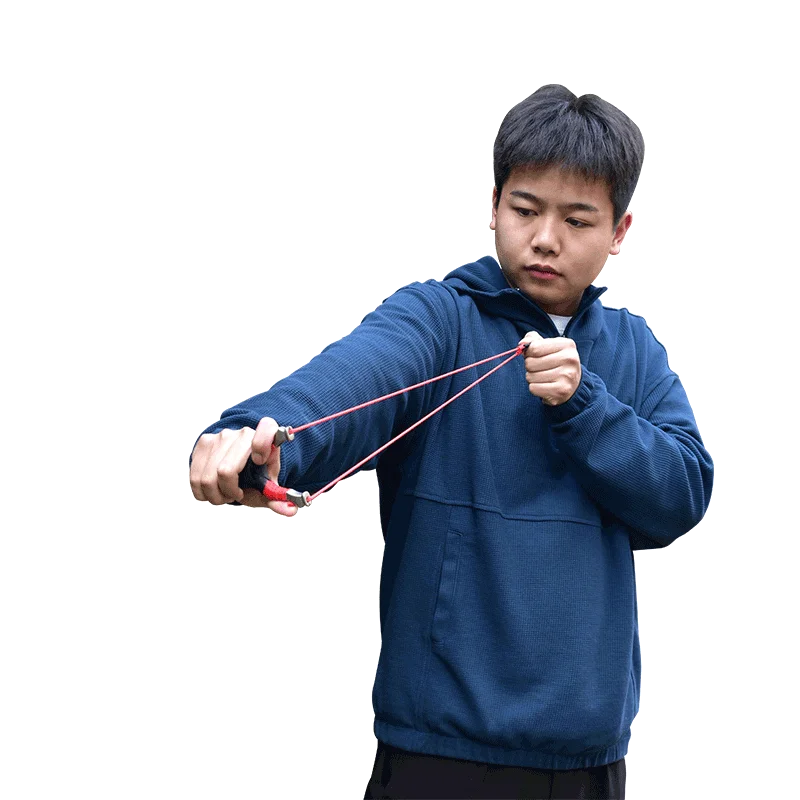 New Style Stainless Steel Powerful Slingshot with Tube Rubber Band Mud Balls Slingshot Catapult Bag for Hunting Outdoor