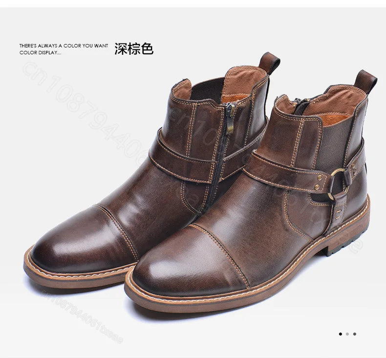 Motorcycle Shoes Retro Leather Boots for Motorcycles Durable Men Boots Couple's Short Shoes Motorcycle Safety Equipment