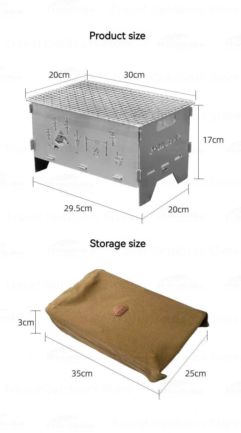 3F UL GEAR Camping Folding Firewood Stove All-In-One Style Tabletop BBQ Furnace 2.2kg Ultralight Outdoor Cooking Equipment Oven