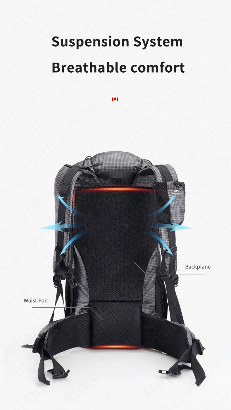 Naturehike Ultralight Backpack With Frame Waterproof Travel Bag Men Women Camping Climbing Hiking With Rainproof Cover 45L/65L