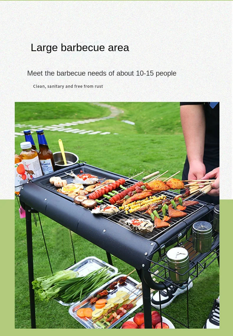 Home Outdoor Multifunctional Portable Barbecue Rack Charcoal Smokeless Barbecue Skewers Thickened Stainless Steel Barbecue Stove
