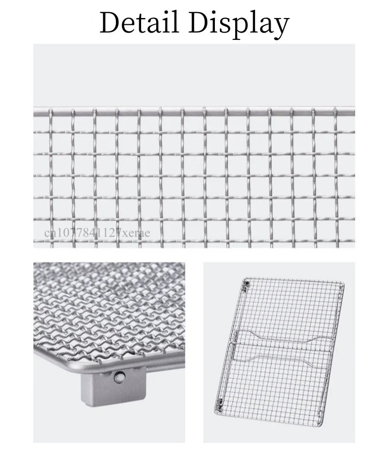 Outdoor Pure Titanium Grill Camping Table Portable Lightweight Net BBQ Wire Mesh Grate Mini Foldable Cooking Pot Rack