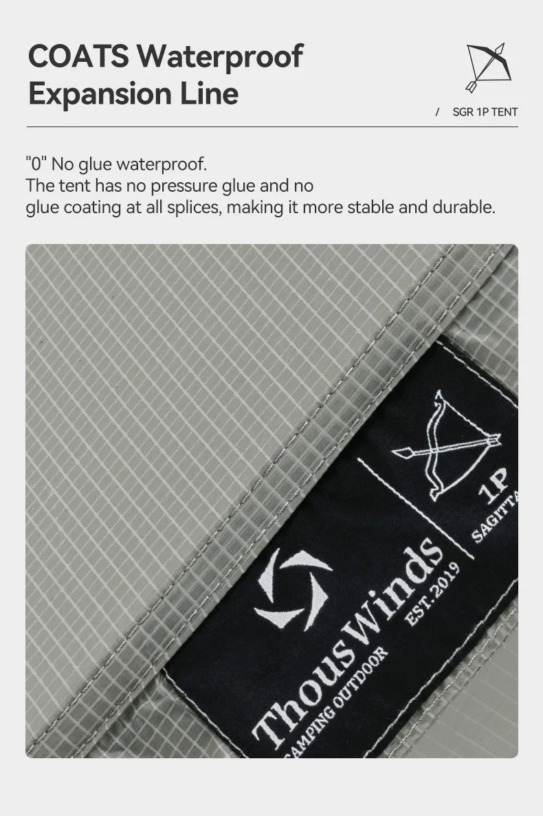 Thous Winds SGR 1-Person Backpacking Tent, 3-Season Ultralight Hiking Tent, 15D Nylon Ripstop Both Side Silicon Camping Tent