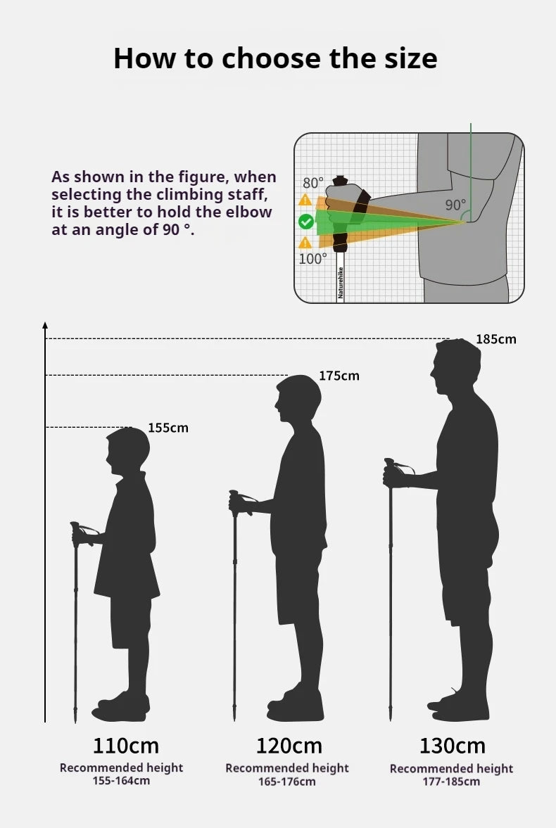 Naturehike Outdoor Alpenstock Carbon 4-sections Foldable Aluminum Alloy Ultralight Trekking Pole Adjustable Hiking Walking Stick