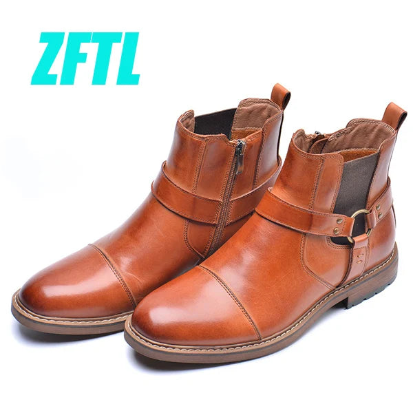 ZFTL NEW Men's Casual boots Genuine Leather Men's autumn and winter handmade High-top boots lager size men's Chelsea boots 0153