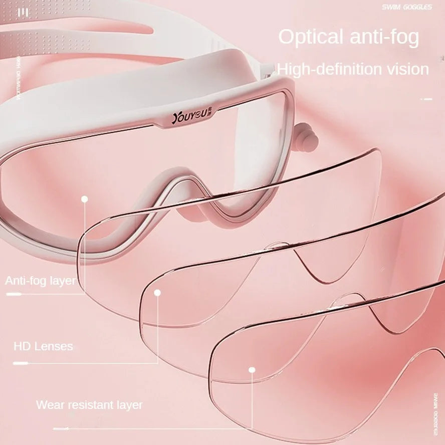 HD Anti-fog Swimming Goggles with Earplugs Adult Men Women  Leak Proof Adjustable high-quality Silicone Swim Protection Eyewear
