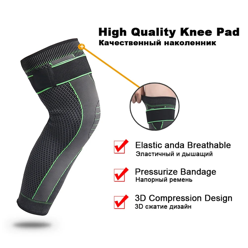 1/2Pcs Full Leg Compression Sleeve with Compression Strap for Women Men Long Leg Sleeve for Running Basketball Football Cycling