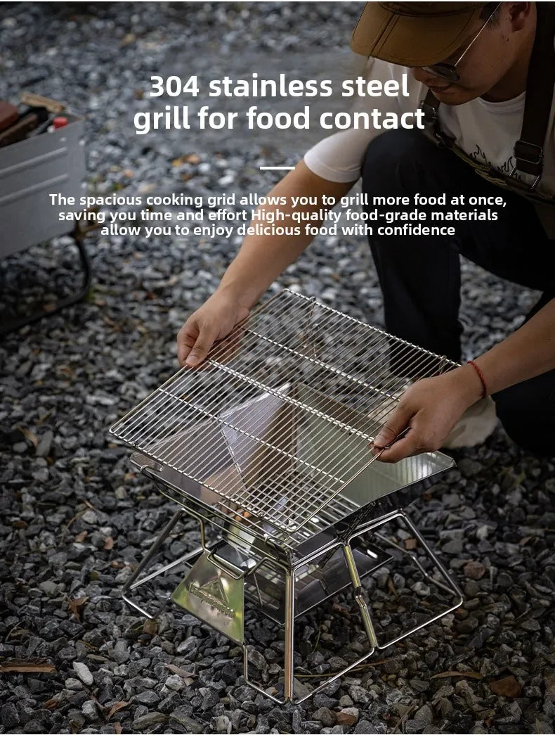 Steel foldable portable barbecue grill MT-3 MT-2 outdoor camping picnic set camping barbecue grill fire pit firewood stove