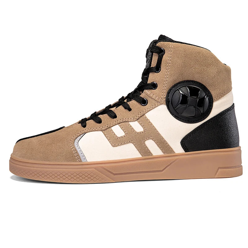 NEW Men's Leather Motorcycle Shoes Anti Slip Wear-resistant Motos Protective Boots Breathability Motocross Racing Riding Shoes