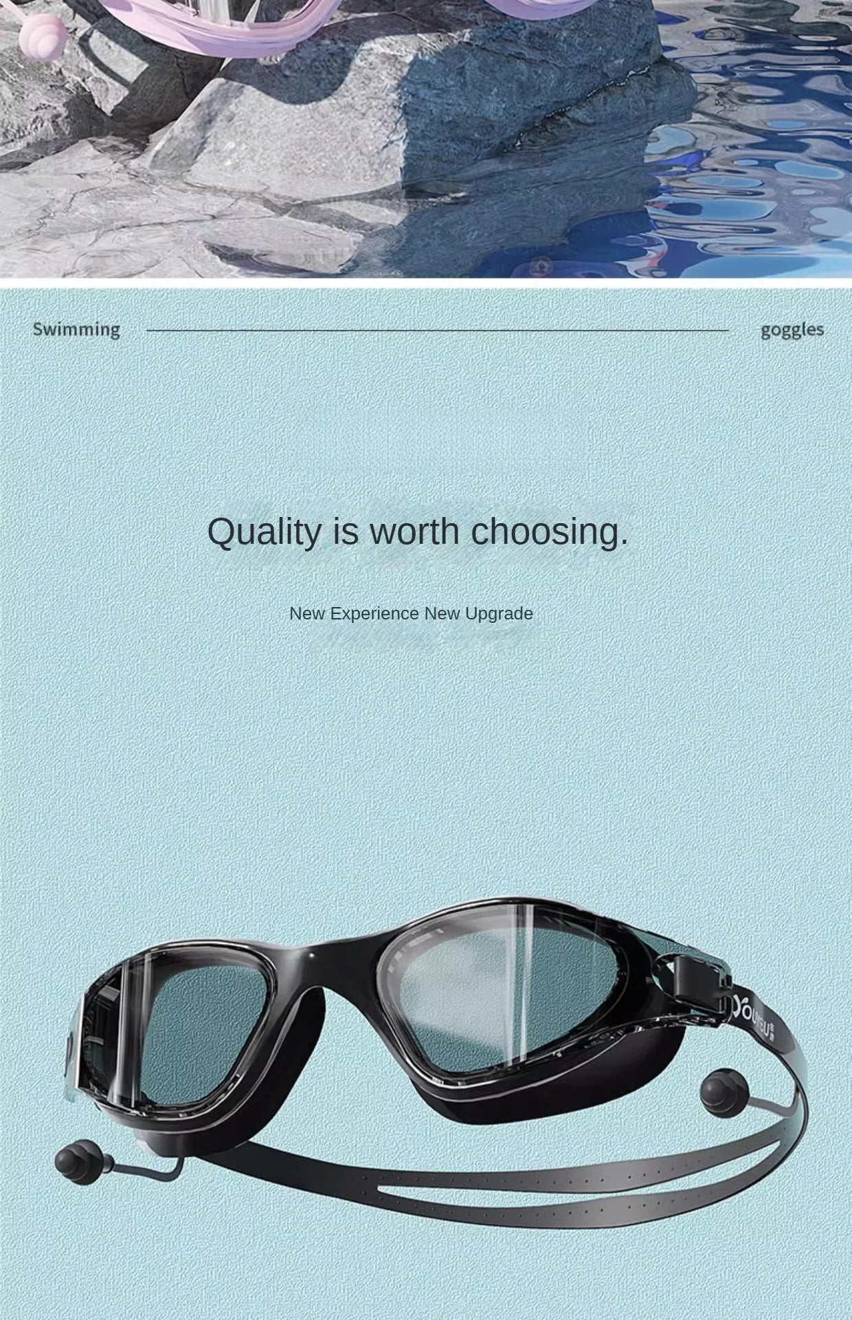 HD Anti-fog Swimming Goggles with Earplugs Adult Men Women  Leak Proof Adjustable high-quality Silicone Swim Protection EYEWEAR