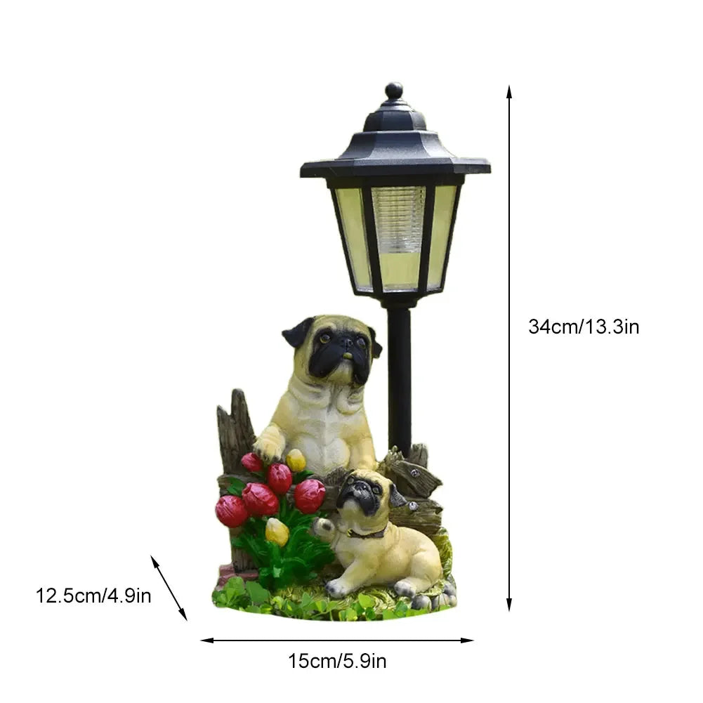 Solar Hexagonal Garden Lamp Resin Cute Figurine Light Animal/ Child/ Gnome Decorative Lamp Lawn Courtyard Garden Decoration