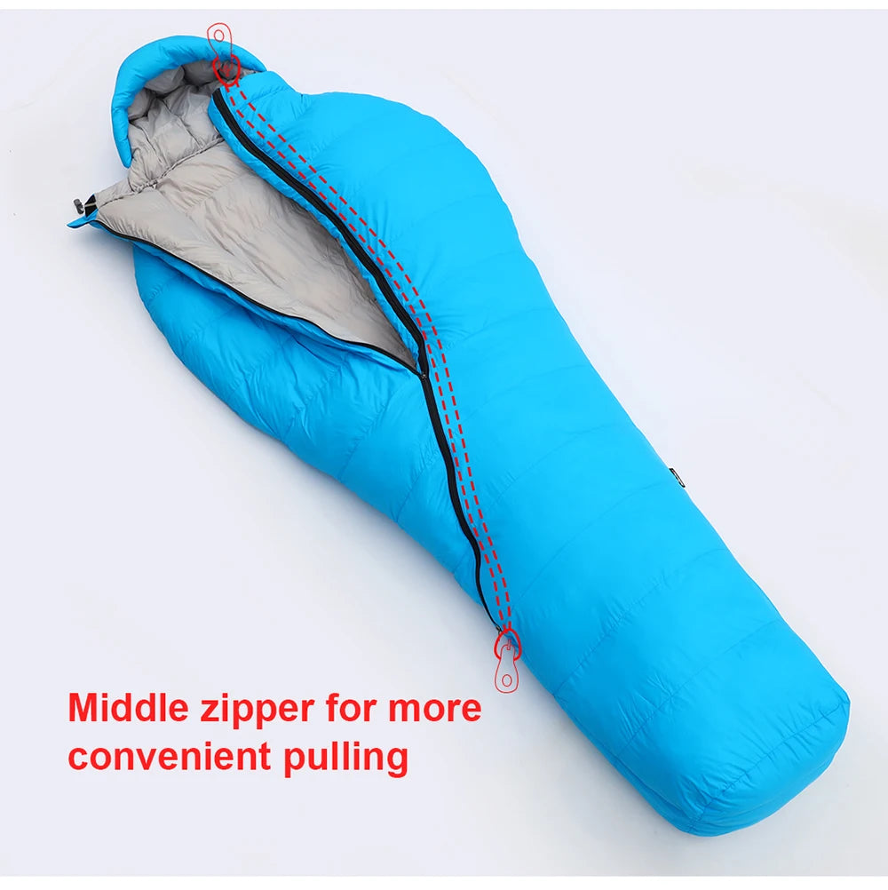 Premium Down and Synthetic Hybrid Sleeping Bag Camping  Lightweight Sleeping Bag High Neck Design Sleeping Bag 0°C to -5°C ，1.3