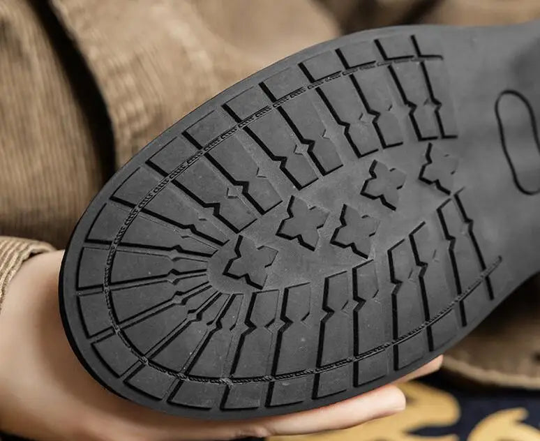 A047 New Men's Boots British High Calf Man Shoes Fashion Round Toe Ankle Boots Comfort Flats Shoes Leather Motorbike Shoe