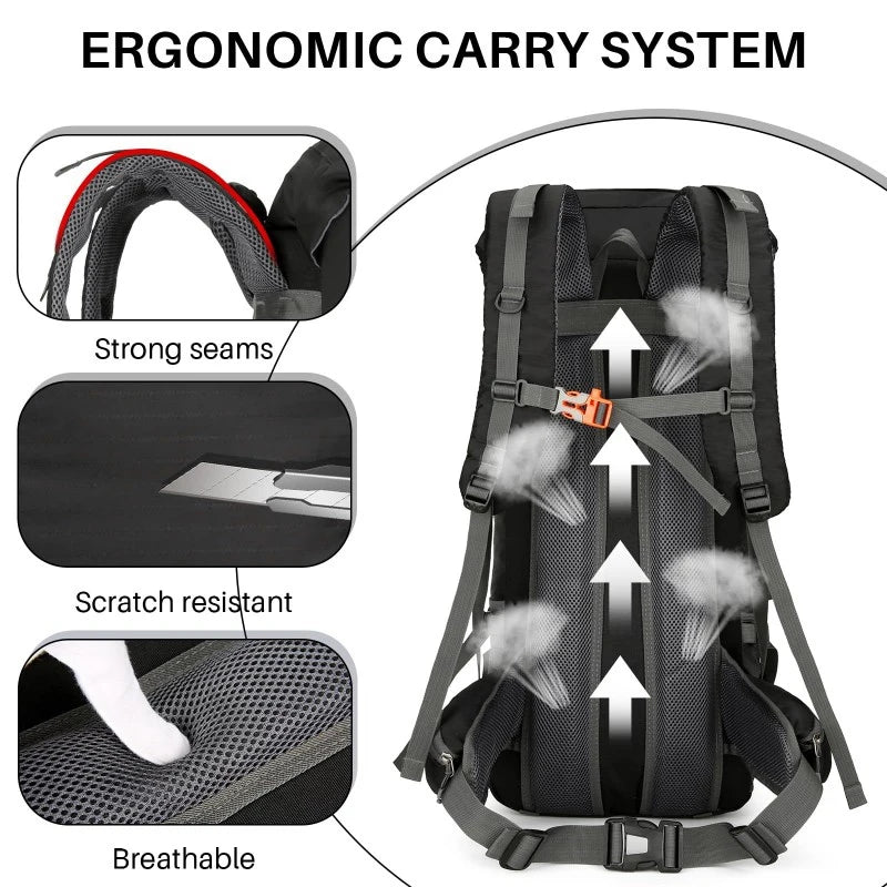 70L Camping Backpack Travel Sport Bag Folding Mountaineering Daypack Ultralight Climbing Cycling Large Capacity Knapsack Pouch