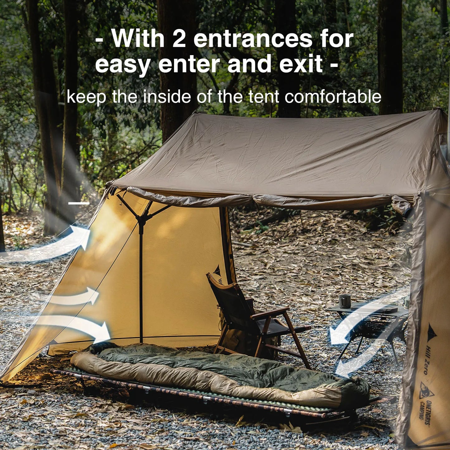 OneTigris Scarecrow Hot Tent Lightweight 2 Persons Shelter Tents with Stove Jack for Bushcrafters Survivalists Camping Hiking