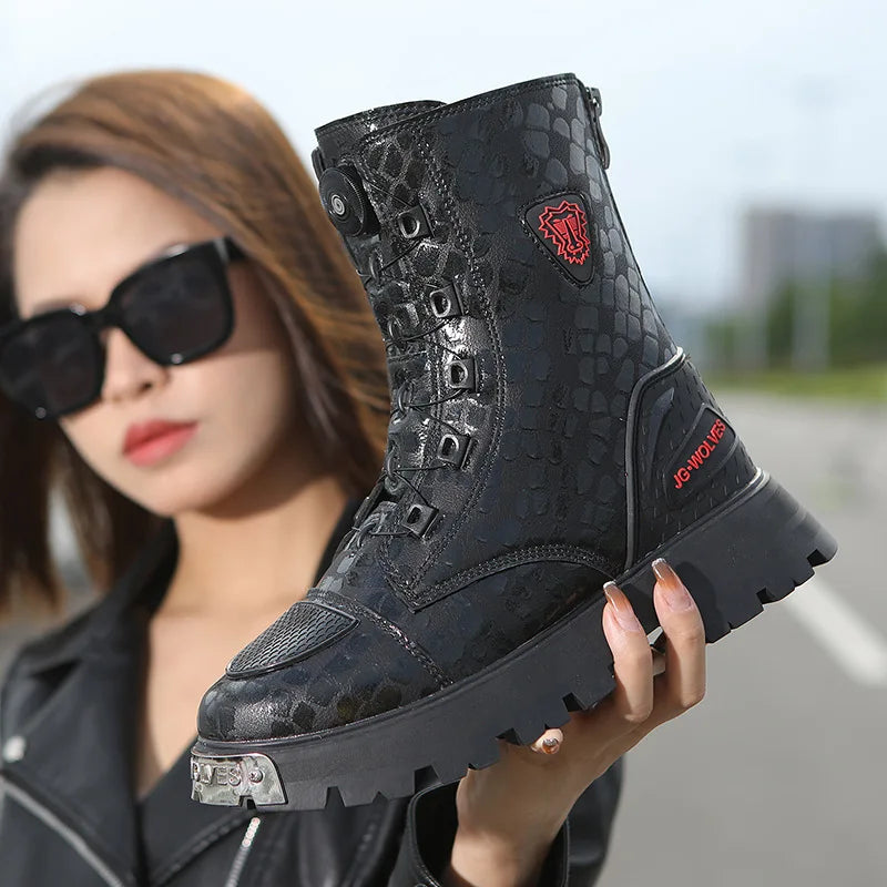 Motorcycle Wear-resistant Drop-proof Boots Women Motorbike Riding Shoes Breathable Biker Boots Motorboats Motorcycle Shoes Bota