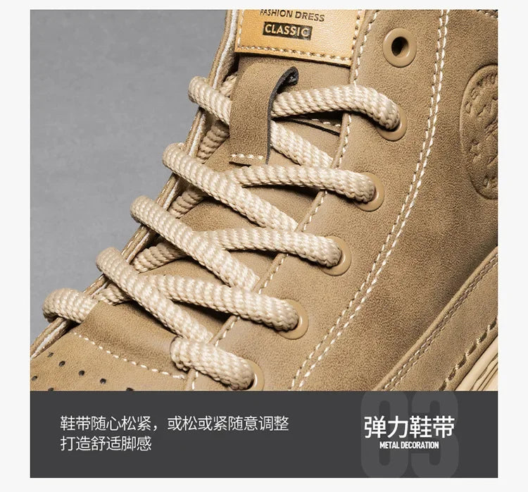 Men Ankle Boots Retro British High-top Men Boots Stylish Luxury High-top High Quality Leather Shoes Outdoor Men Motorcycle Shoes