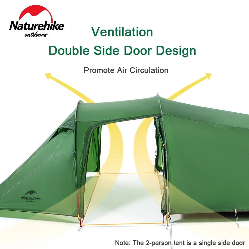 Naturehike-Ultralight Opalus Tunnel Double Tent, Outdoor Camping, Hiking, 2, 3, 4 Persons
