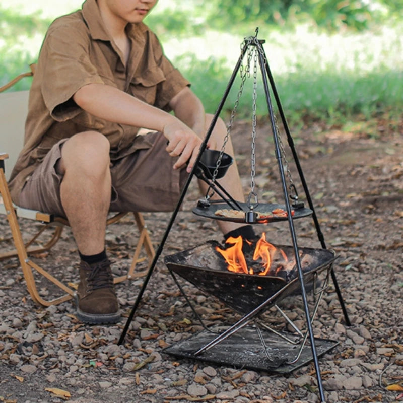 Portable Detachable Vertical Tripod Grill Barbecue Grill Bracket Barbecue Grill Tripod Stand Tripod Grill Hanger Outdoor Grills