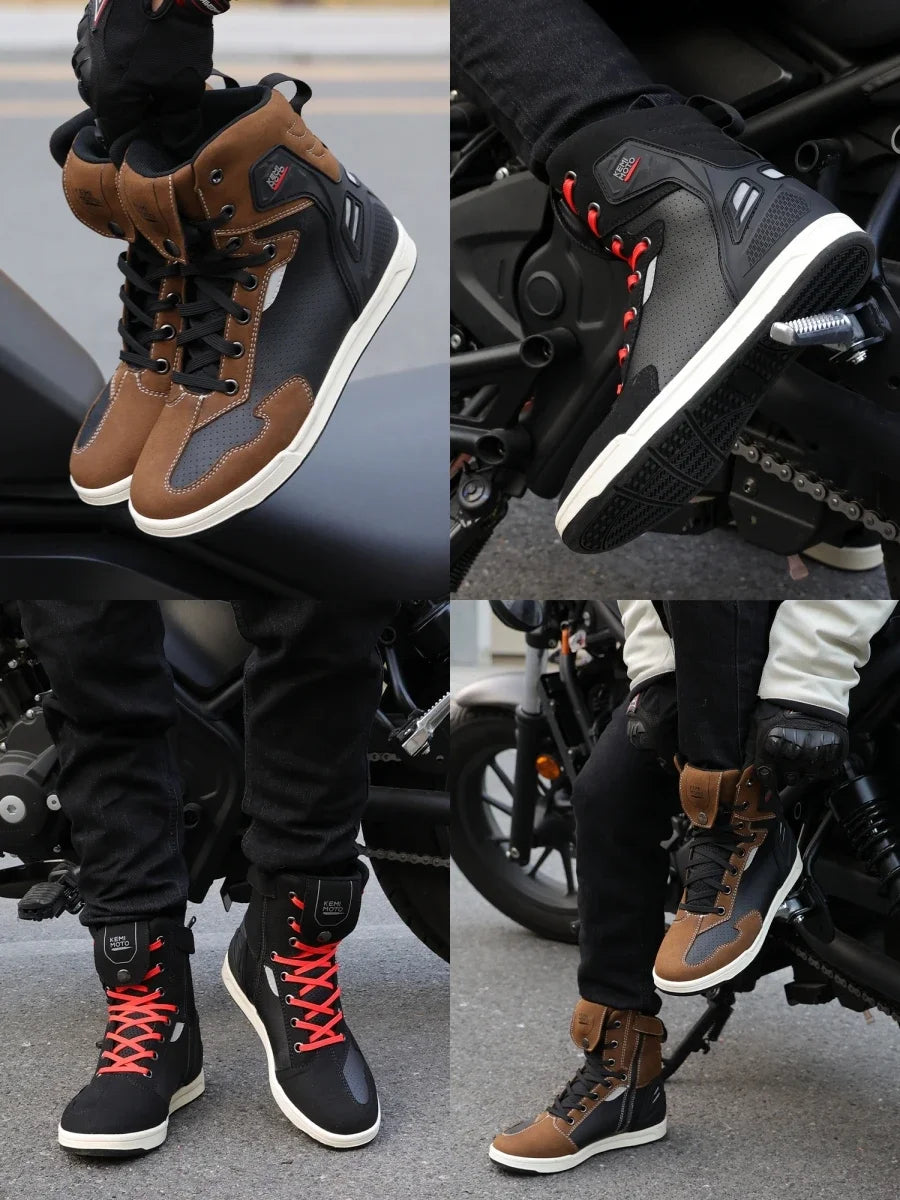 Motorcycle Summer Riding Shoes Men Riding Casual Short Boots  Anti-collision Reflective Protection Durable Equipments Moto Gear