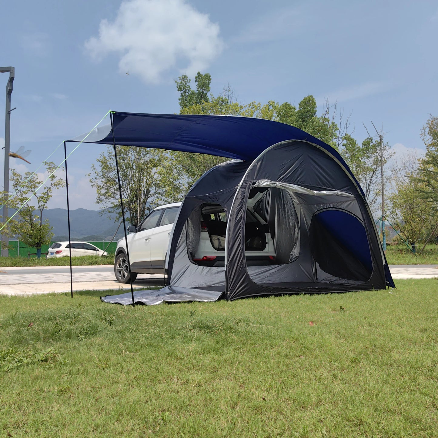 Add Raincover Car Tailgate Tent with Canopy,2 Person Tram Tent, Double Layer Trailer Tent,SUV Tent,car Rear air Conditional Tent